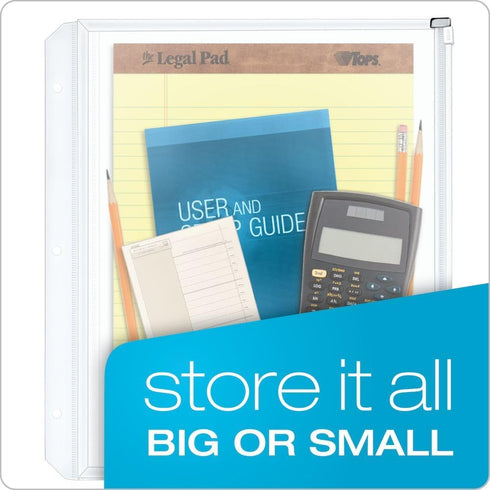 ZIPPER BINDER POCKET CLEAR 3PK